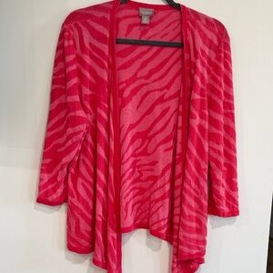 Chico's Hot Pink Zebra-Print Open Cardigan